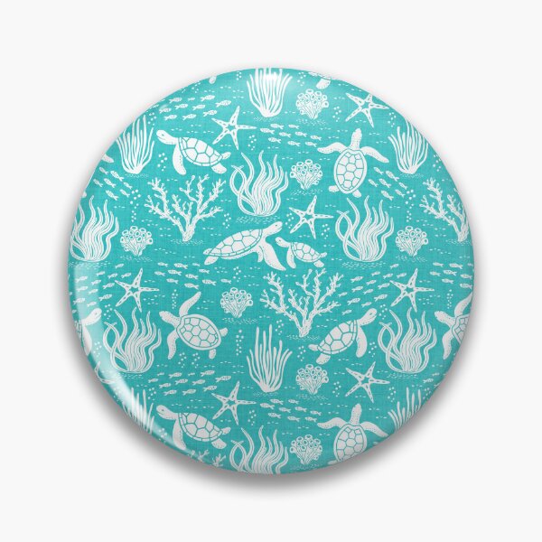 Item preview, Coastal Ocean Life with Sea Turtles and Fish in Bright Turquoise  designed and sold by EliveraDesigns.