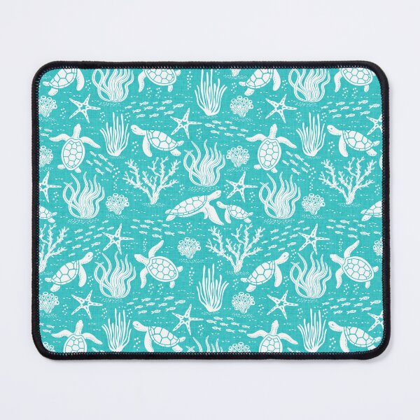 Item preview, Coastal Ocean Life with Sea Turtles and Fish in Bright Turquoise designed and sold by EliveraDesigns.