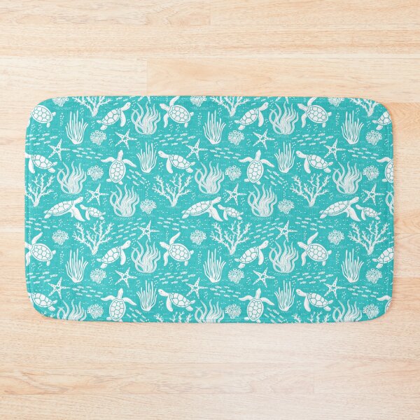 Item preview, Coastal Ocean Life with Sea Turtles and Fish in Bright Turquoise  designed and sold by EliveraDesigns.