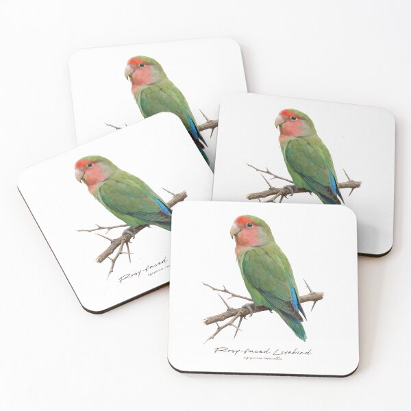 Item preview, Rosy-faced Lovebird on Rustic Branch designed and sold by Takeda-art.