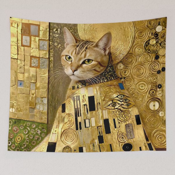 Item preview, Klimt Cat in Black and Gold designed and sold by Vicky Brago-Mitchell®.