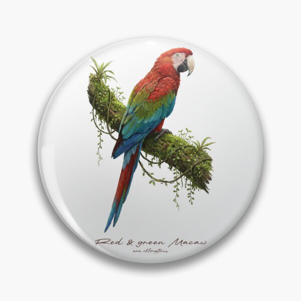Item preview, Red-and-green Macaw on Mossy Branch designed and sold by Takeda-art.