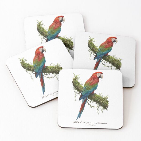 Item preview, Red-and-green Macaw on Mossy Branch designed and sold by Takeda-art.