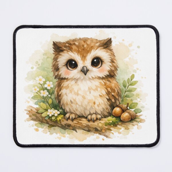 Item preview, Cute Watercolor Baby Owl Woodland Illustration designed and sold by wipaspace.