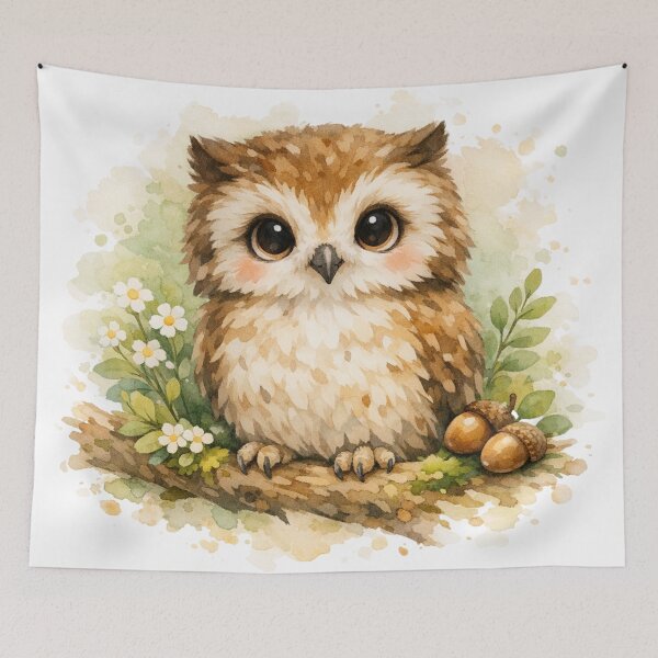 Item preview, Cute Watercolor Baby Owl Woodland Illustration designed and sold by wipaspace.