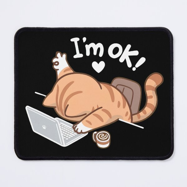 Item preview, I'm Ok Cat WFH Laptop Funny Stress Shirt designed and sold by GiaoCalonas.