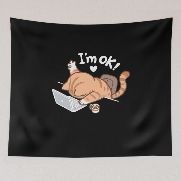 Item preview, I'm Ok Cat WFH Laptop Funny Stress Shirt designed and sold by GiaoCalonas.