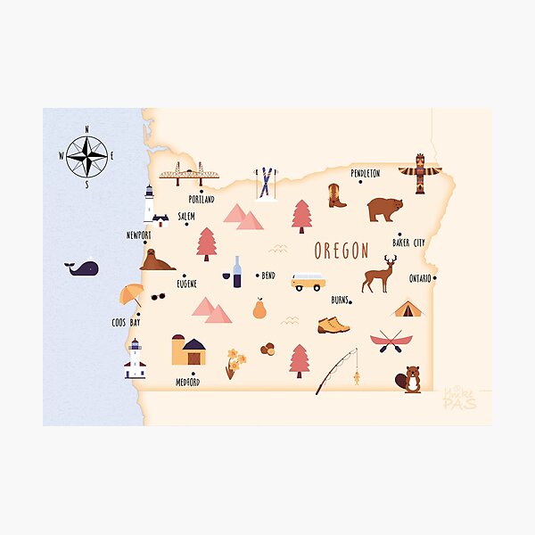 Item preview, Illustrated map of Oregon designed and sold by ymkesinfogr.