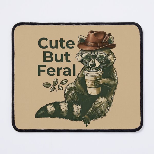 Item preview, Cute But Feral Raccoon Shirt – Funny Coffee Trash Panda Meme Tee designed and sold by ZyxDes.
