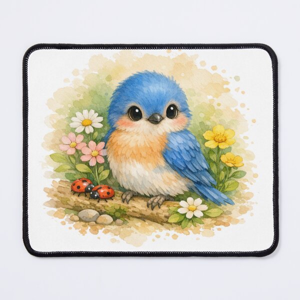 Item preview, Cute Watercolor Baby Bluebird Spring Illustration designed and sold by wipaspace.
