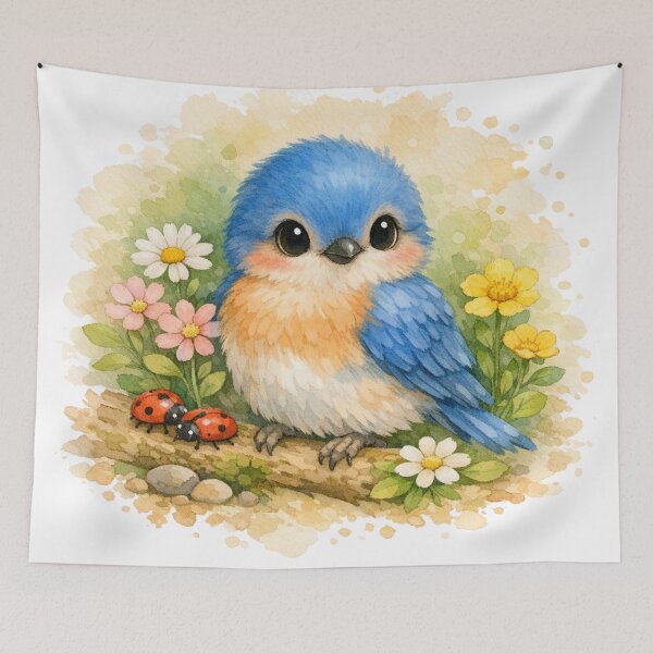 Item preview, Cute Watercolor Baby Bluebird Spring Illustration designed and sold by wipaspace.