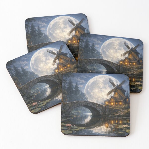 Item preview, Windmill in a full moon dream night designed and sold by Sigtrix.