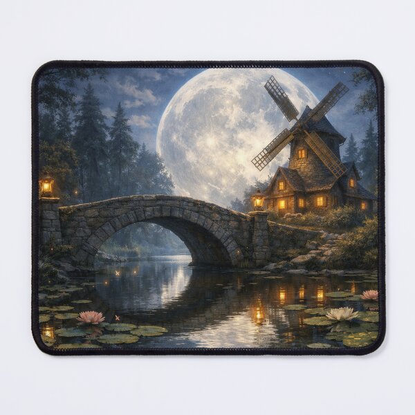 Item preview, Windmill in a full moon dream night designed and sold by Sigtrix.