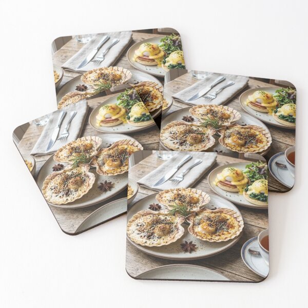 Item preview, Food Setting: Coquilles Saint Jacques with Eggs, Rice and Tea designed and sold by Uniqueartai.