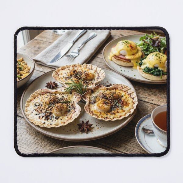 Item preview, Food Setting: Coquilles Saint Jacques with Eggs, Rice and Tea designed and sold by Uniqueartai.