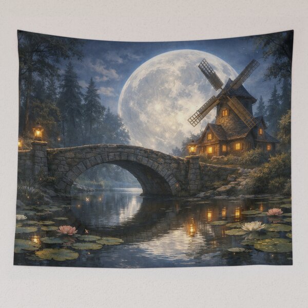 Item preview, Windmill in a full moon dream night designed and sold by Sigtrix.