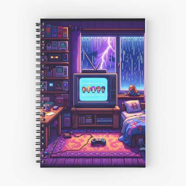 Artikelvorschau, Stormy Night Pixel Gamer Room – Gemütliches Retro-16-Bit-Flair entworfen und verkauft von ThePixelArchive.
