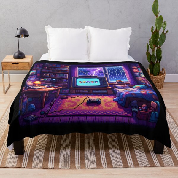 Item preview, Stormy Night Pixel Gamer Room – Cosy Retro 16-Bit Vibes designed and sold by ThePixelArchive.