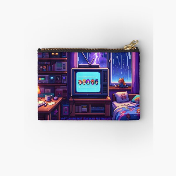 Item preview, Stormy Night Pixel Gamer Room – Cosy Retro 16-Bit Vibes designed and sold by ThePixelArchive.