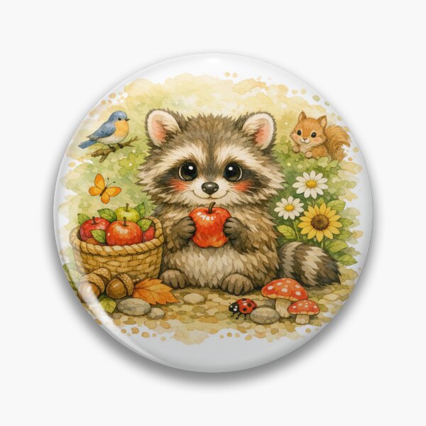 Item preview, Cute Watercolor Baby Raccoon Autumn Harvest Illustration designed and sold by wipaspace.