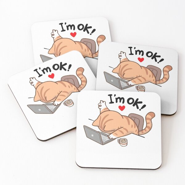 Item preview, I'm Ok Cat Working From Home Laptop Tee designed and sold by GiaoCalonas.