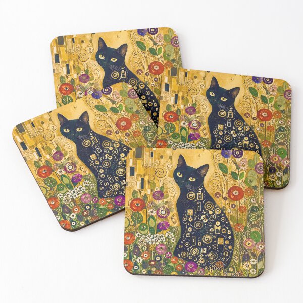 Item preview, Klimt Black Cat in Flower Garden designed and sold by Vicky Brago-Mitchell®.