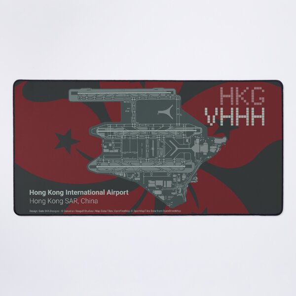 Item preview, Hong Kong International Airport HKG/VHHH Map with Bauhinia Flower designed and sold by Gate 34A Designs.