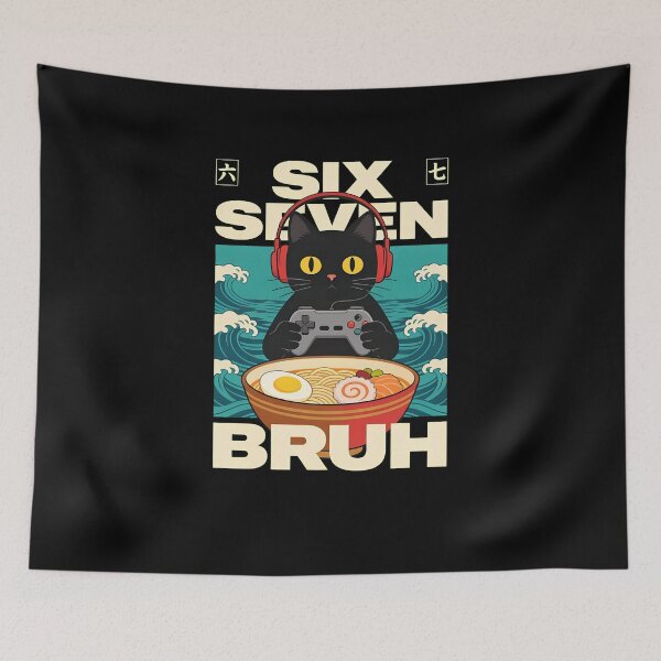 Item preview, Gamer Cat Ramen Waves Bruh Funny T-Shirt designed and sold by GiaoCalonas.