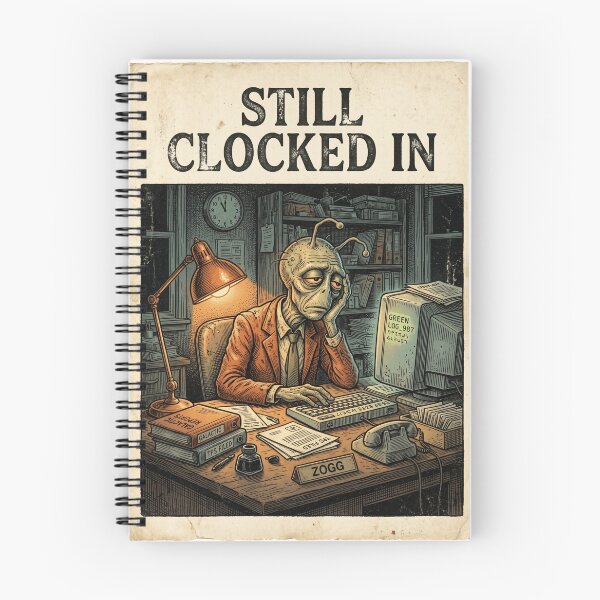Item preview, Still Clocked In Alien Office Vintage T-Shirt designed and sold by MaynyStudio.