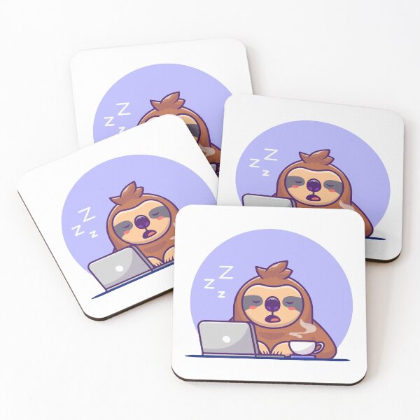 Item preview, Cute Sleeping Sloth Working on Laptop Cartoon designed and sold by mkilpt.
