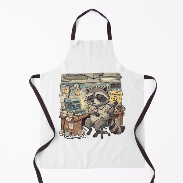 Item preview, Burnout Raccoon Sticker – Running on 2% Funny Work Meme designed and sold by designerr23 ⭐⭐⭐⭐⭐.