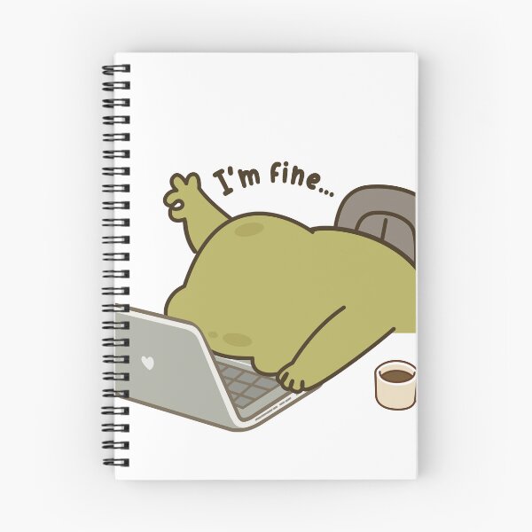 Item preview, I’m Fine Frog | Cute Relatable Frog Meme | Cozy Laptop Frog Art designed and sold by Lilypad Shop.