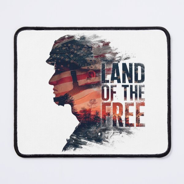 Item preview, Land Of The Free Patriotic Soldier American Flag Design designed and sold by PlumArtDesign.