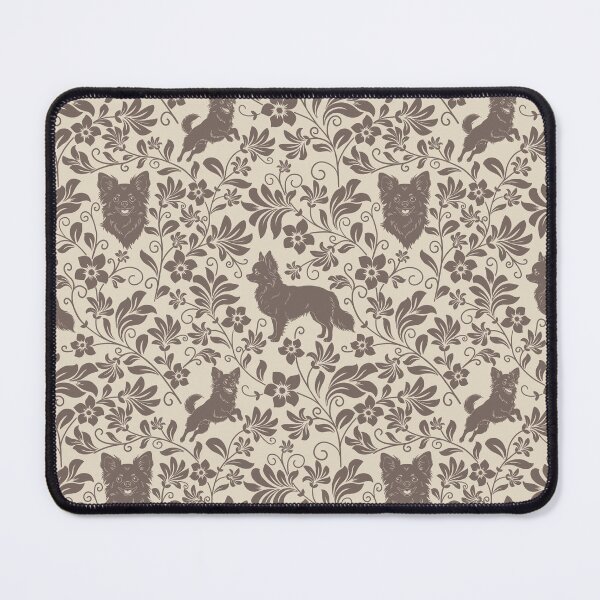 Item preview, Longhaired Chihuahua Floral Pattern | Cute Small Dog Aesthetic Design in Sepia designed and sold by WildLakePatterns.