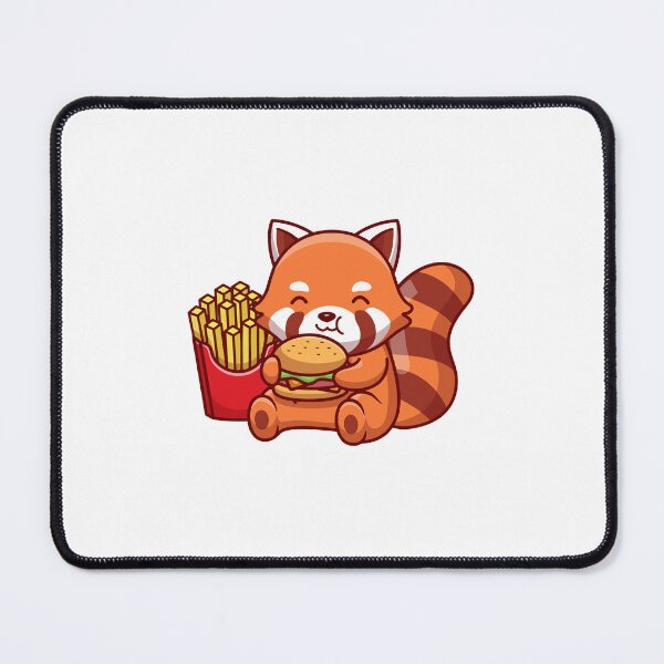 Item preview, Cute Red Panda Eating Burger and French Fries designed and sold by mkilpt.
