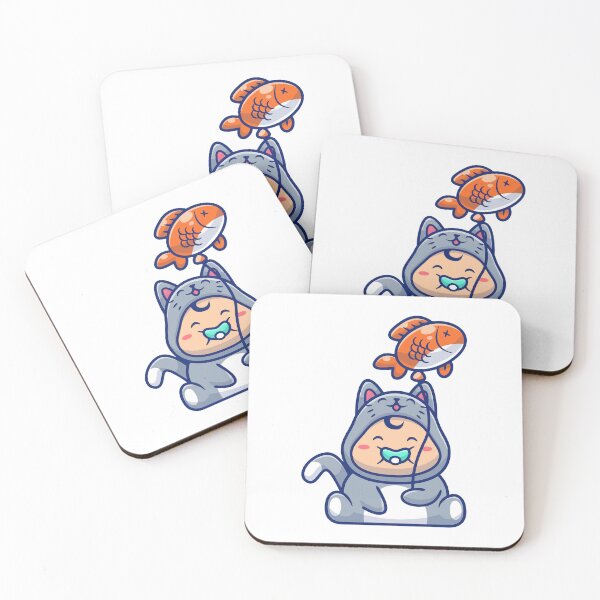 Item preview, Cute Baby in Cat Costume with Fish Balloon designed and sold by mkilpt.