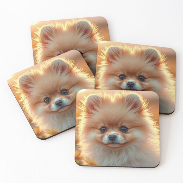 Item preview, Fluffy Pomeranian Puppy Sunset Portrait designed and sold by IntelliMindDesigns.