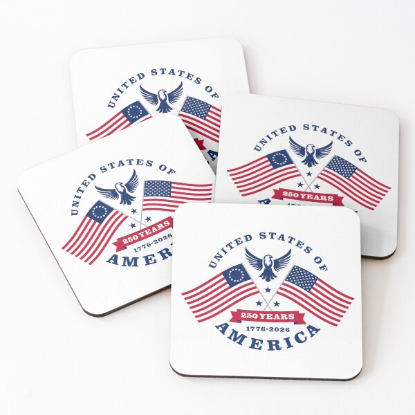 Item preview, United States of America 250 Years 1776-2026 - Old and Current Flags (on white) designed and sold by STUDIO-72.