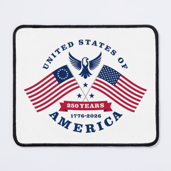 Item preview, United States of America 250 Years 1776-2026 - Old and Current Flags (on white) designed and sold by STUDIO-72.
