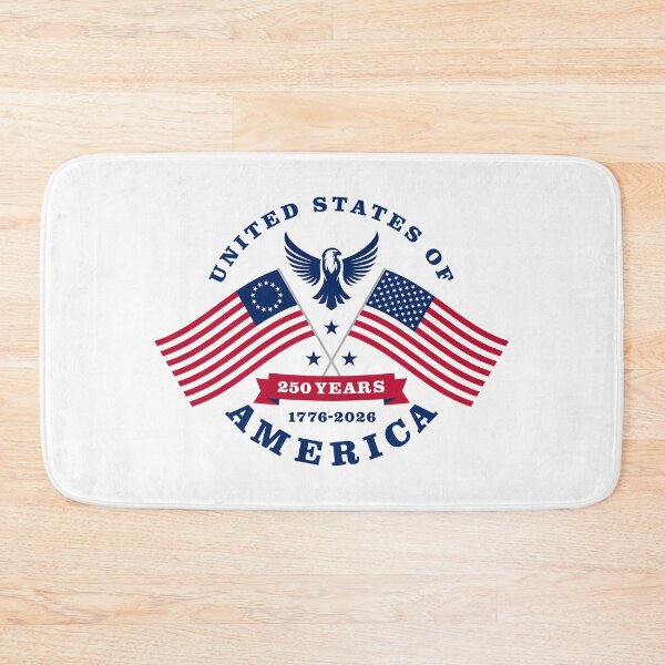 Item preview, United States of America 250 Years 1776-2026 - Old and Current Flags (on white) designed and sold by STUDIO-72.