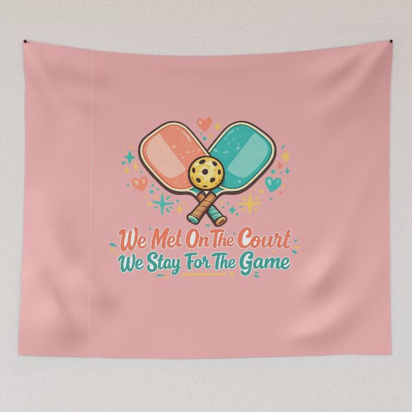 Item preview, We Met On The Court Pickleball Couples – Cute Paddle Heart Art | Pickleball Couple Gift designed and sold by irfanshikh.
