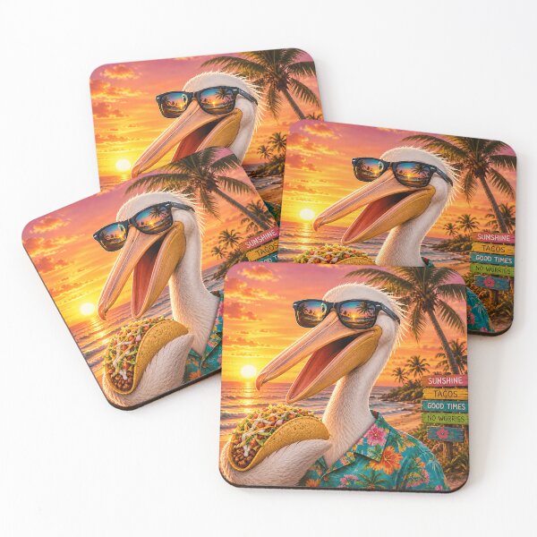 Item preview, Pelican Taco Sunset Beach Funny Tropical Bird Art designed and sold by Littermin.