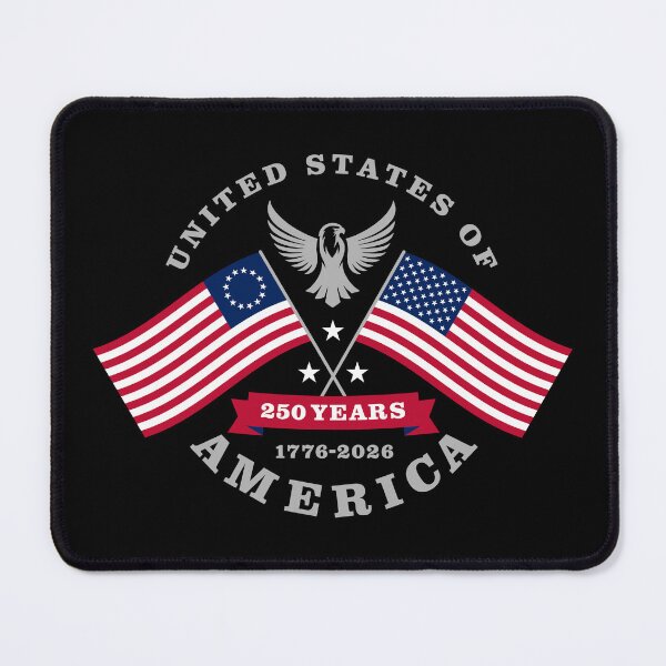 Item preview, United States of America 250 Years 1776-2026 - Old and Current Flags (on black) designed and sold by STUDIO-72.