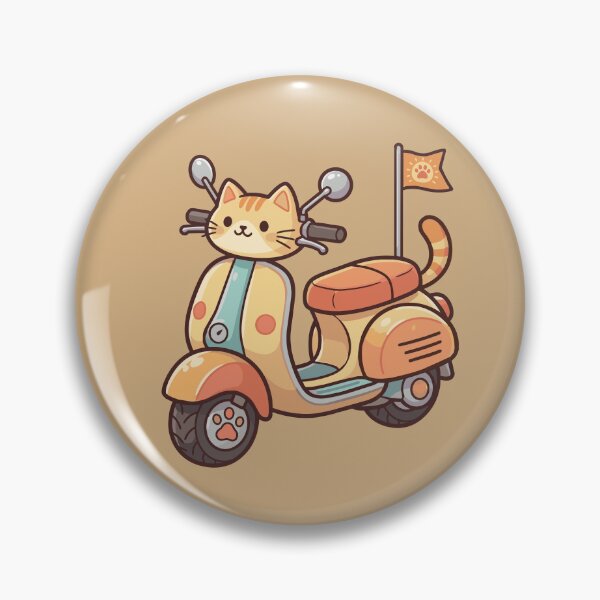 Item preview, cute kawaii ginger cat riding a vintage vespa designed and sold by Mochii-studio.