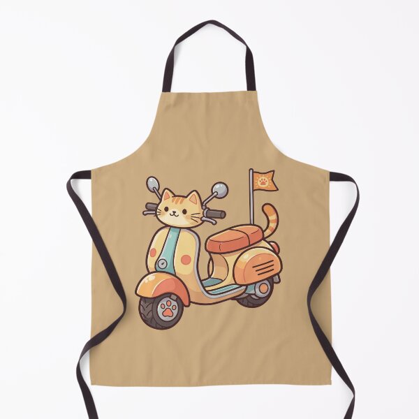 Item preview, cute kawaii ginger cat riding a vintage vespa designed and sold by Mochii-studio.