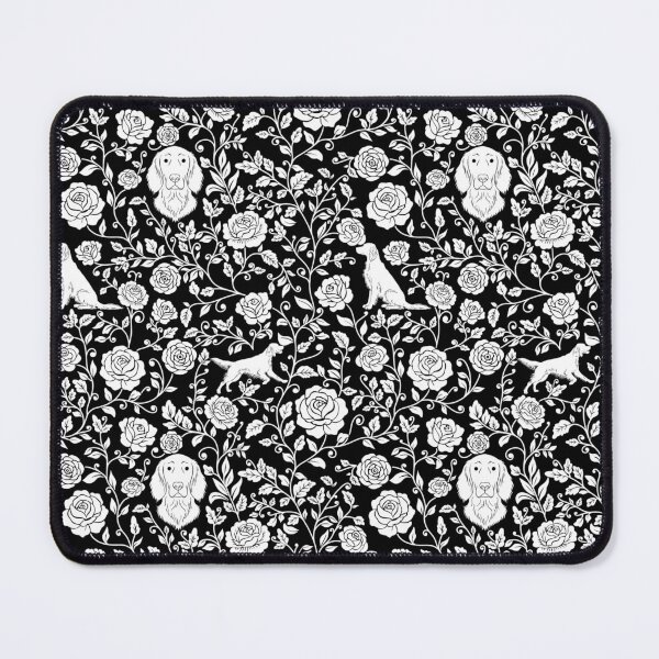 Item preview, Setter Dogs Floral Pattern | Elegant Irish English Gordon Setter Design in Black designed and sold by WildLakePatterns.