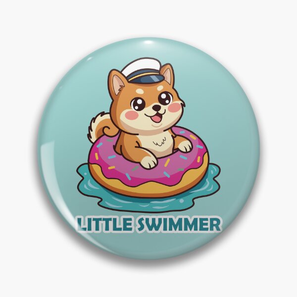Item preview, happy shiba inu dog swimming in a pink donut float designed and sold by Mochii-studio.