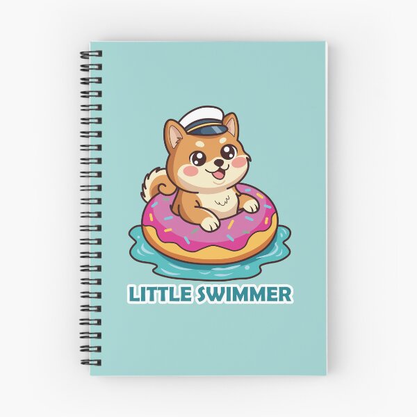 Item preview, happy shiba inu dog swimming in a pink donut float designed and sold by Mochii-studio.