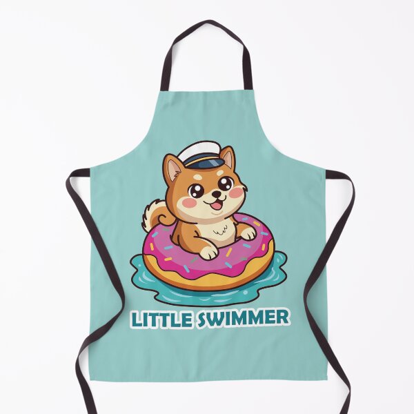 Item preview, happy shiba inu dog swimming in a pink donut float designed and sold by Mochii-studio.