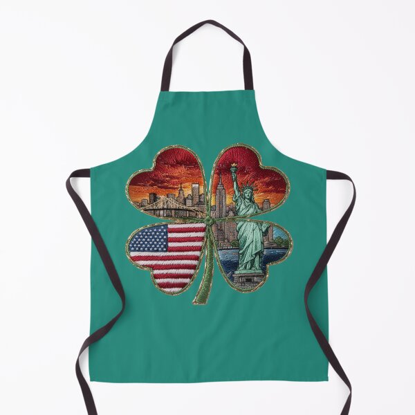 Item preview, Cloverleaf of the USA skyline with Statue of Liberty flag Brooklyn Bridge designed and sold by Kimenta.